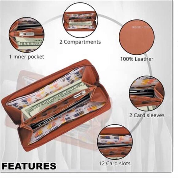 Union code RFID protected genuine leather owl family Wallet 7.5“ x 4.5“ x 0.5“ - Picture 4 of 7